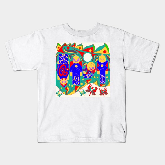 the dream team in ecopop mandala tattoo pattern Kids T-Shirt by jorge_lebeau